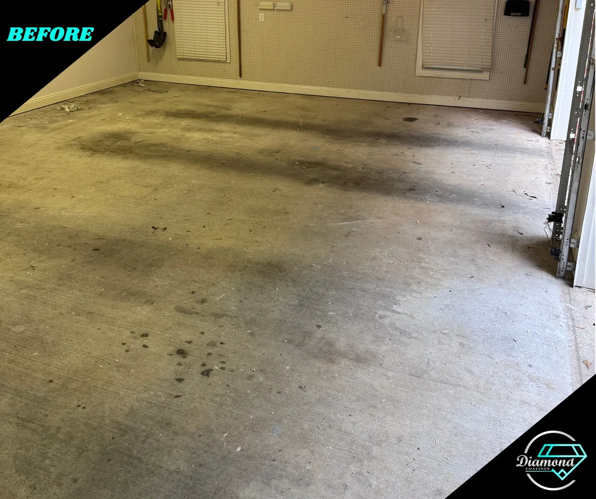 A fresh garage floor — before the Diamond Coatings project
