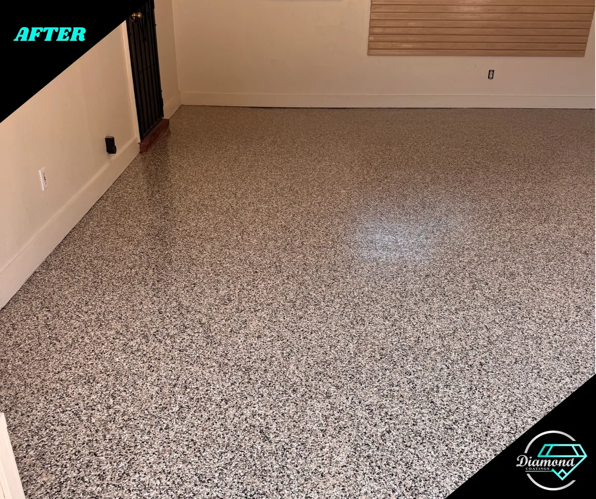 A neutral garage finish — after the Diamond Coatings project