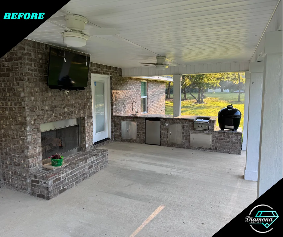 A complete outdoor living space — before the Diamond Coatings project